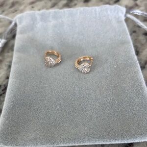 Gold plated Heart Pavé Hoop Earrings - Women Jewelry